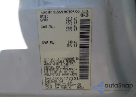 2018 Nissan Altima 2.5 S from USA, damaged, VIN 1N4AL3AP7JC472551